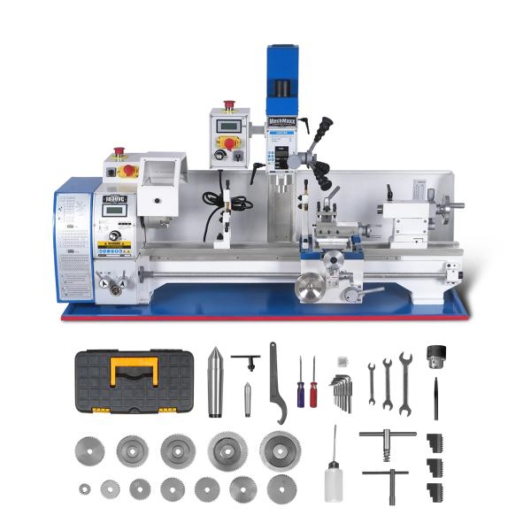 1.5 HP 10'' x 30'' Combination Lathe Milling Drilling Machine, 1.5'' Spindle Bore, 0-2000 RPM Variable Speed, High Precision Benchtop Lathe for Metalworking – Without Stand 1030VC