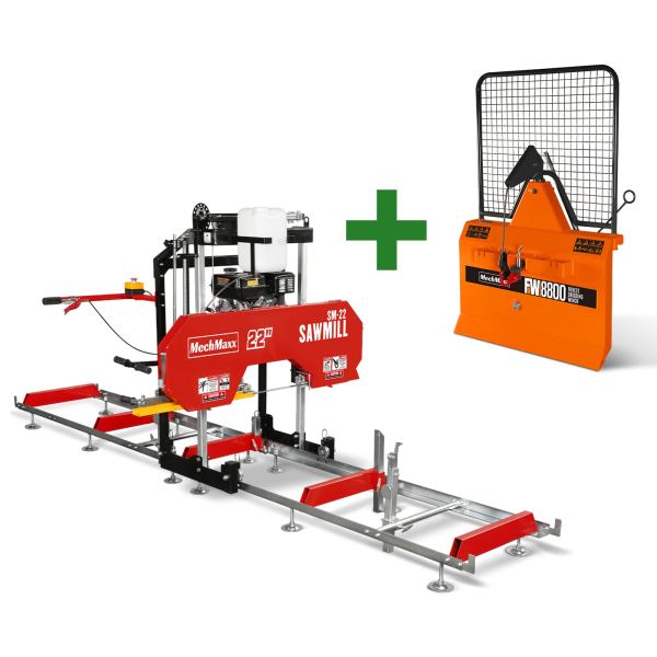 22" Portable Sawmill & Forestry Log Skidding Winch Combo, SM22 & FW8800