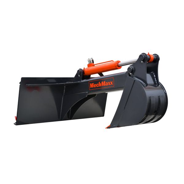 MechMaxx Skid Steer Backhoe Attachment, 12in Bucket Included, 59in Digging Depth