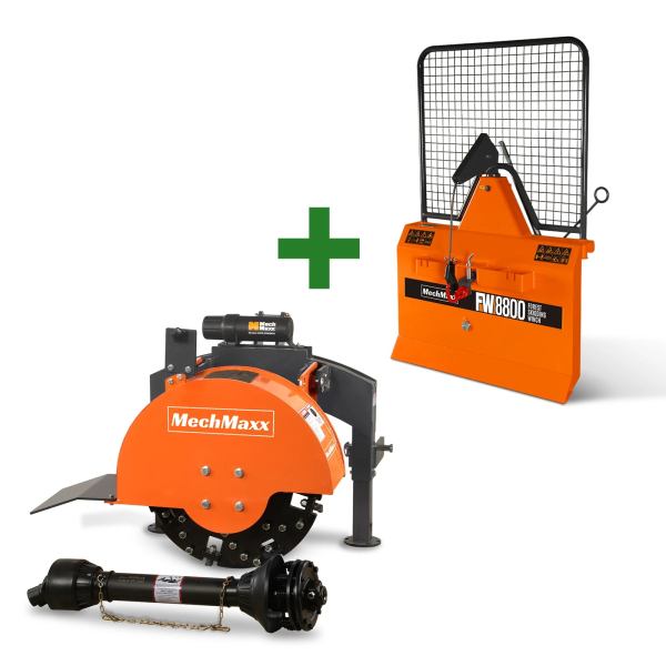 3-Point PTO Stump Grinder & Forestry Log Skidding Winch Combo, SG24 & FW8800