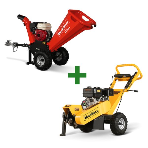 4" Honda Gasoline Engine Wood Chipper & 12" Stump Grinder Combo,  GS650 & SGR1500