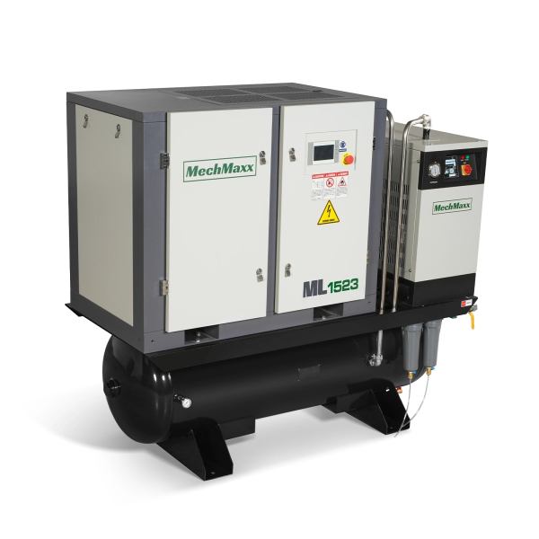 15HP Combined Rotary Screw Air Compressor with Dryer & 105-Gal ASME Tank | 45 CFM,  116 PSI,  230V 3-Phase - Industrial Grade