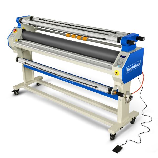 65" Wide Format Full-Auto Cold & Heat Assisted Pneumatic Laminator Machine with 4 Trimmers, Max Speed 40ft/min, 63" Max Width, 1.1" Max Thickness, Infrared Heating, Digital Control Pneumatic Roller Lifting (Requires Air Compressor, Not Included) 1700-B1