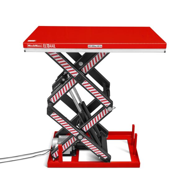 4400 lb Capacity Stationary Electric Hydraulic Double Scissor Lift Table - 63" x 39.4" Platform,  70.1" Lift Height,  UL Certified Motor,  ELTD44L