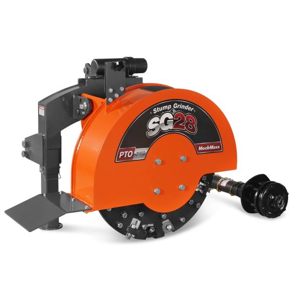 3-Point PTO Stump Grinder with 44 Carbide Teeth (PTO Shaft Included with Slip Clutch),  for 35-80HP Tractor,  SG28